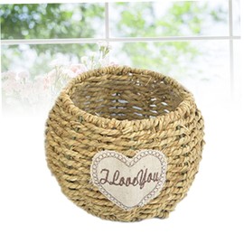 LABRIMP Collapsible Willow Basket Rustic Wicker Flower Planter Decorative Rattan Vase Container Portable Wicker Braid Succulent Basket 12x11cm