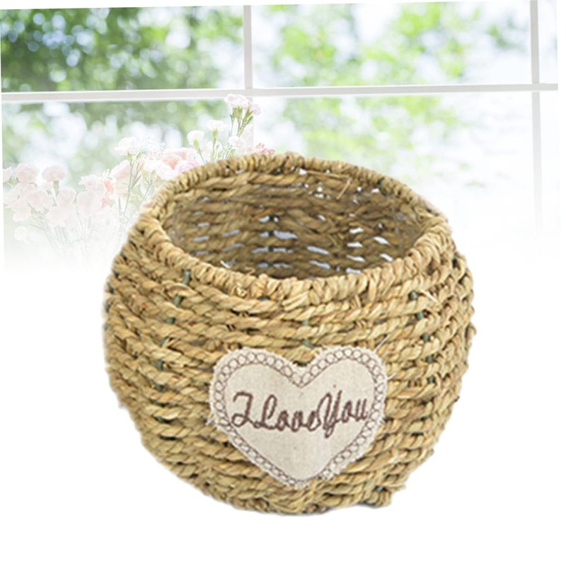 LABRIMP Collapsible Willow Basket Rustic Wicker Flower Planter Decorative Rattan