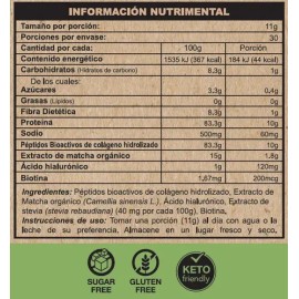 Colágeno Hidrolizado Freya Péptidos con Matcha y Biotina en polvo  330g  30 Porciones                                                                 