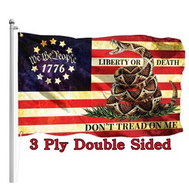 Niprden Dont Tread On Me Flag 3x5 Ft 3Ply Double Sided Don't Tread On Me Gadsden Flags 1776 American Flag Outdoor Indoor Patriotic Decorate