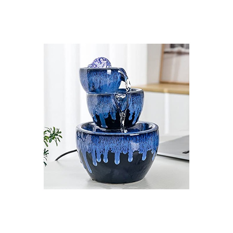 Ceramic Tabletop Fountain with Ball for Indoor Table Desk Office