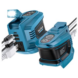 Real 200W Power Inverter Compatible with Makita 18V, VoLtTech Battery Inverter 18V to 110V-120V, Phone Charger USB Charger Adapter with 2 USB Ports, 1 Type-C & 1 AC Outlet (No Battery)(2 Pack)