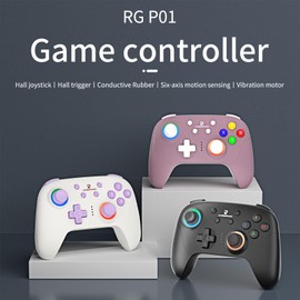 QIXNY RG P01 Wireless Game Controller for PC Steam Switch Android IOS, Bluetooth Gamepad with 600mAh Battery, RGB Effects Hall Effect Joystick, Hall Effect Trigger, Turbo, Dual Vibration Motor-White