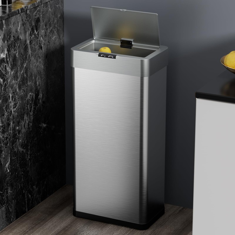 TLSUNNY 16 Gallon Motion Sensor Trash Can,Touchless Automatic Garbage Can,Brushed
