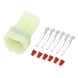 INFINAUTO 6 Pin Car Electrical Wire Connector Plug Housing Kits, 2.2mm Series Car RV Truck Male Wire Terminal Connector Beige, 1 Set