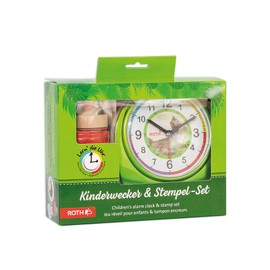 ROTH Educational Clock with Stamp Set Tyrannosaurus Children's Alarm Clock and Stamp with Colour Pad (Dino)