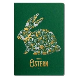 Art Nuvo EE-0101B Exclusive Easter Cards Set of 10 Manufacturing Cards in Green 120 x 170 mm, Gold-Plated and Embossed Easter Motifs Made from Matte Jewellery Paper, with Beige Inserts and Envelopes