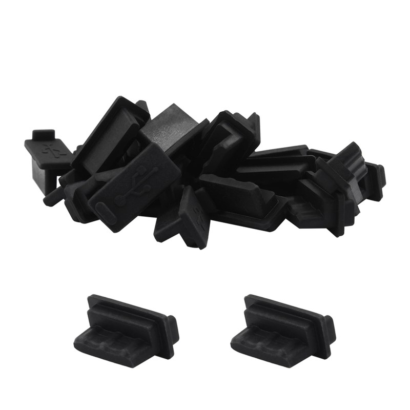 Jiozermi 20 Pcs Black Silicone USB A Female Anti Dust
