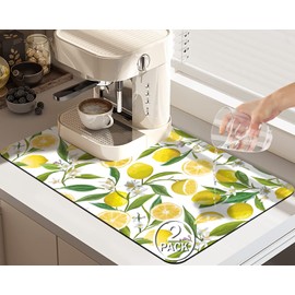 2 Pack Dish Drying Mat Drying Mat for Kitchen Counter, Coffee Mat Coffee Maker Mat Dish Drying Mats for Kitchen Counter 19.5x12Inch Dish Drying Pad Ultra Absorbent and Non-Slip Coffee Machine Mat