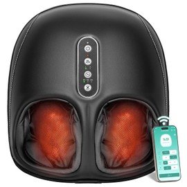 Nekteck Shiatsu Foot Massager Machine with Heat for Plantar Fasciitis, Neuropathy Pain, Remote APP Control, Deep Kneading, Air Compression, Gifts for Mom Her Him, Fits up to 13"