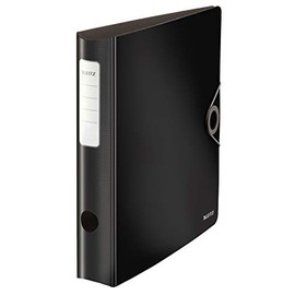 Leitz Quality Folder 180° Active Solid, A4, Narrow, Rounded Spine, 6.5 cm Wide, Elastic Closure, Lightweight Polyfoam, Plastic Folder, Black, 10481095