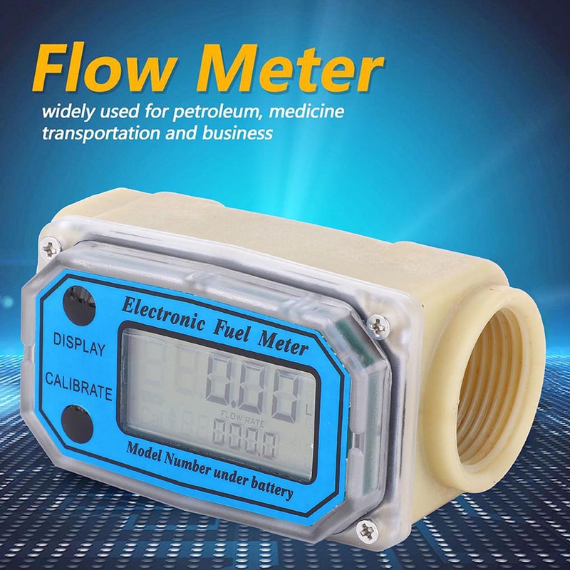 Mini Digital Turbine Flowmeter Diesel Fuel Flow Meter 10‑90L/min 1"