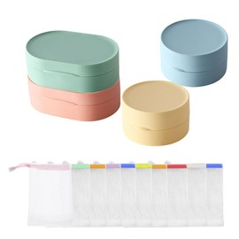 Tucireat Soap Box Solid Shampoo Pack of 4 Soap Box Travel Waterproof Soap Dish with Lid Multifunctional Waterproof Soap Box Portable Travel Soap Box Soap Box Travel with 10 Soap Bags