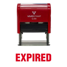 Vivid Stamp Expired Self Inking Rubber Stamp - Medium - 9/16" x 1-1/2", Red