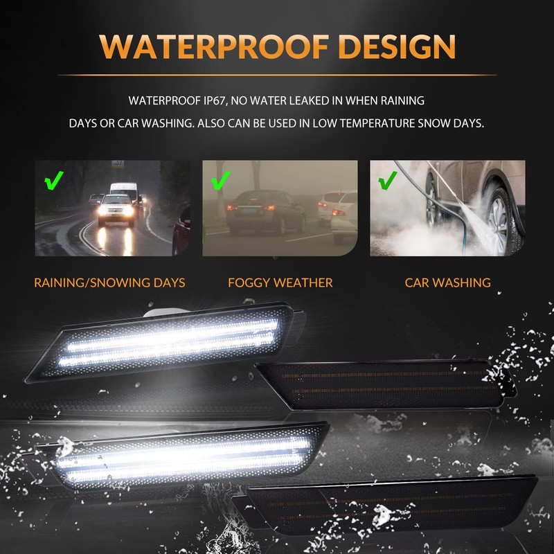 DERMOKA LED Side Marker Lights Front Rear White Bumper Parking