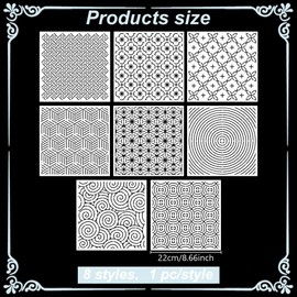 FREEBLOSS Pack of 8 Sashiko Stencils Sashiko PET Template Embroidery Template with Base Line for Hand Quilting Sashiko Pattern Templates Embroidery Stencils 8.7 x 8.7 cm