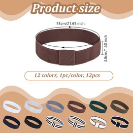 OLYCRAFT 12 Colors Bowknot Tie Stretchable Hat Band 21.6 Inch Bowknot Polyester Elastic Hat Bands 1.5 Inch Wide Stretchable Hat Band Hat Bands for Women Men Cowboy Straw Hat Band Accessories