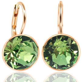 925 Ohrringe Rosegold Grün Kristalle Peridot Sterling Silber vergoldet NOBEL SCHMUCK