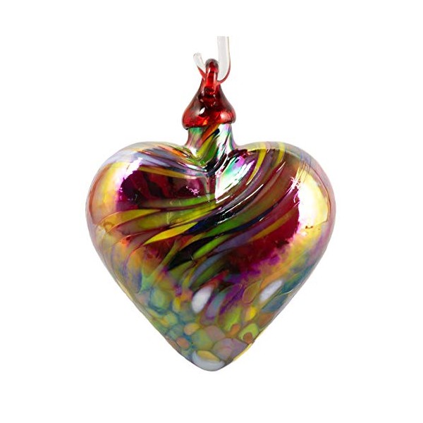 Glass Eye Studio Red Feather Twist Heart Ornament