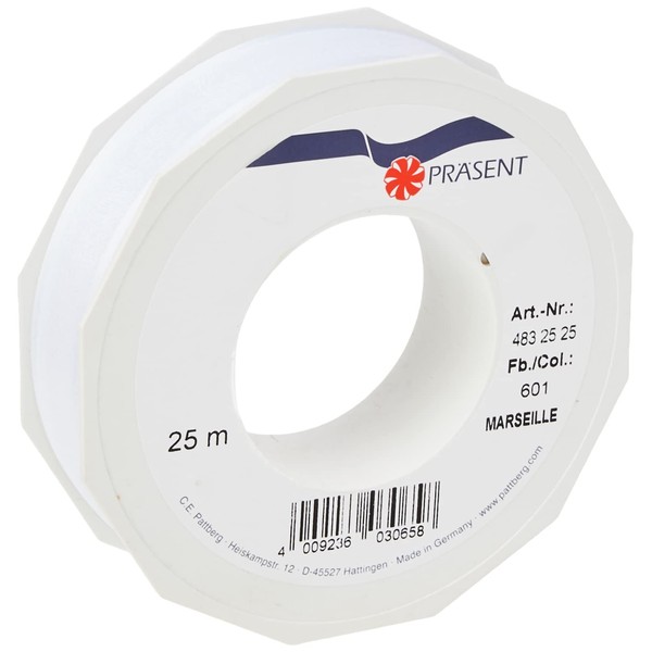 C.E. Pattberg Präsent - Marseille Wired Organza Ribbon White 25