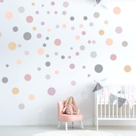 Wall Tattoo Dots for Children's Room - 100 Wall Stickers Set - Pastel Colours for Baby Starry Sky Stickers Wall Stickers Wall Decoration - Wall Film Dots Circles