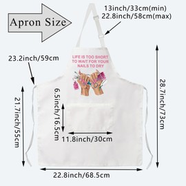 PLITI Nail Tech Apron For Women Life Is Too Short To Wait For Your Nails To Dry Nail Technician Gift Manicurist Gift (Wait nails dry APW U)
