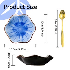 Coffee Spoon Rest, Ice Cracks Flower Small Spoon Holder for Stove Top, Teaspoon Rest for Kitchen Counter, ceramic utensil holder for Coffee Bar Accessories (Ice Cracks Cobalt Blue)