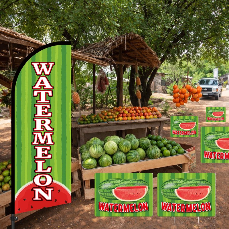 Hillsuren Watermelon Advertising Feather Flag Pole Kit Include 7 ft
