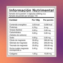 3 Magnesios Blend Premium, 220 cápsulas, Citrato, Glicinato y Treonato de Magnesio, 590 g c/u