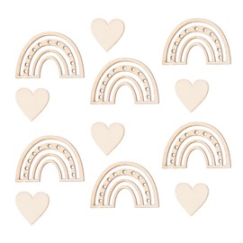 Wooden Confetti - 60 Pcs Rainbow and heart Mix Wooden Boho Confetti for Baby Shower Christening Party Decoration or Children's Birthday