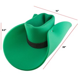 FUNSTITUTION Giant Foam Cowboy Hat - Oversized Huge Cowboy Hat - Silly, Crazy and Funny Green Hats for Adults and Kids