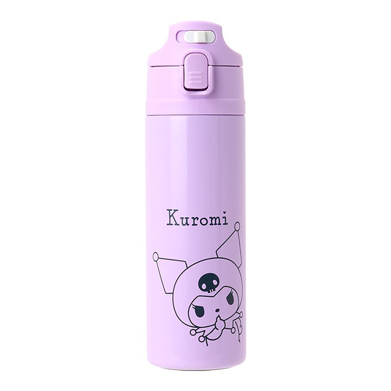 Sanrio (SANRIO) Cover-Attached Stainless Steel Bottle, Kuromi, Children, Dedicated Cold