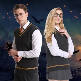 Laahoem Unisex Cosplay Costumes Sweater Vest Mens Womens Fall and Winter Waistcoat Red S