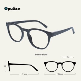 OPULIZE B5 Blue Light Filter Cool Round Frame Spring Hinges Improve Sleep Computer Gaming Anti-Glare Men Women B5, gray
