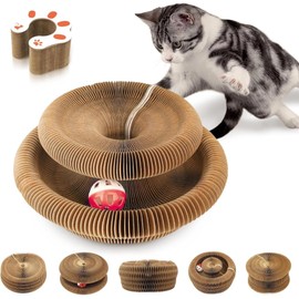 MAXTOOA Magnetic Reversible Cat Cardboard Scratcher Collapsible Interactive Cat Toy