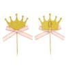 Bokinyoung Adornos para cupcakes con corona de princesa con lazo