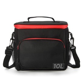 McoMco Reusable Lunch Bag Adult Large Lunch Box for Women and Men with Adjustable Shoulder Strap,Front Zipper Pocket and Dual Large Mesh Side Pockets, Black