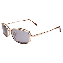 Old School Rectangle Flip Tinted Lens Gold Frame 2.00 Reading Sun Glasses