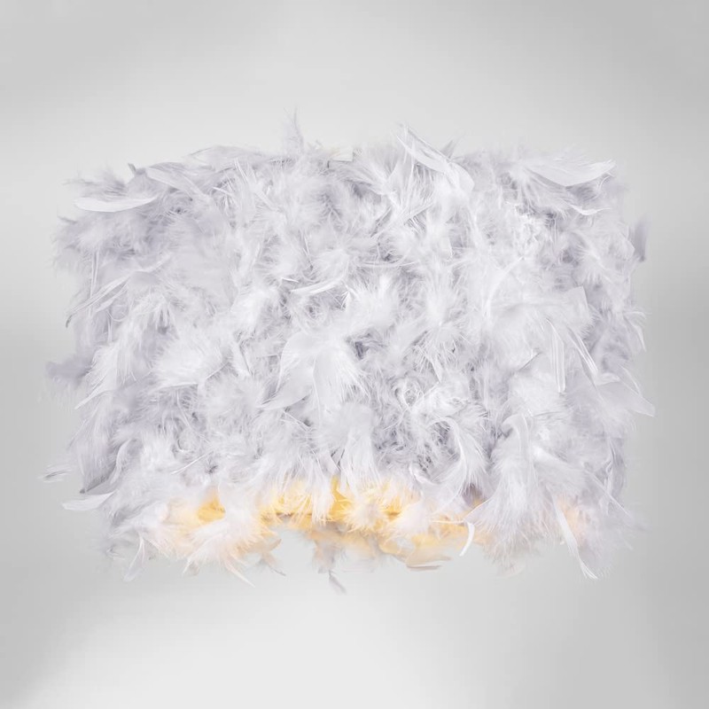Modern Designer 100% Real Grey Feather Drum Lamp Shade with