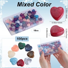 SOFPLATE 1 Box 100Pcs Acrylic Heart Shape Beads Imitation Gemstone Bead Bulk Love Heart Shaped Charms Valentine's Day Loose Spacer Beads for jewellery Making Bracelets Beading Earring Necklace DIY Cra