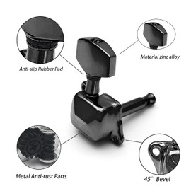 harpfeas 6 Pieces 3L3R Semi-closed Guitar String Tuning Pegs Tuner Machine Heads Knobs Tuning Keys for Acoustic or Electric Guitar (Black)