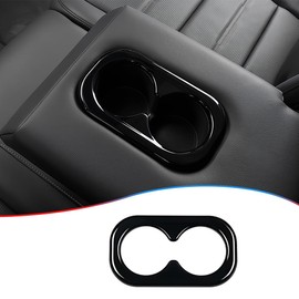 MUXEE Rear Seat Water Cup Holder Cover Trim for Honda CRV CR-V 2023 2024 2025 - ABS Bright Black Sport Interior Accessories