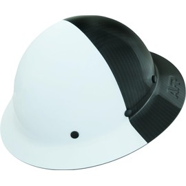 AFP Gloss Black & White Type I Class C Carbon Fiber Full Brim Hard Hat | 6 Point Ratchet Suspension | Standard Size | Cascos de Fibra de Carbon para Construcción | OSHA & ANSI/ISEA Z89.1 Rated
