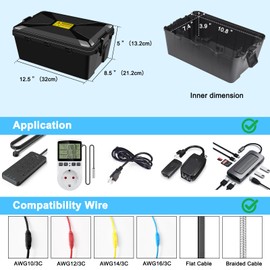 Large Outdoor Electrical Box (12.5 x 8.5 x 5 inch), 3PK USUPERINK Extension Cord Cover, IP54 Waterproof Outdoor Outlet Covers, 7 Cable Entry, Protect Outlet, Plug, Timer, Power Strip, Black