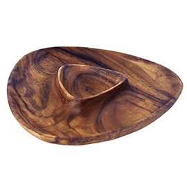 Pacific Merchants Acaciaware Acacia Wood 3-Sided Chip & Dip Tray, 12" x 12" x 2"