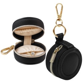 AUUTI Portable Ring Keychain Holder for Gym and Travel - White Jewelry Holder for Sports Bag, Compact Ring Earring Necklace Storage Case