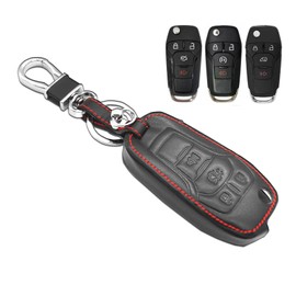 MECHCOS Compatible with Ford Transit-150 250 350 HD Connect F-150 Lightning F-250 F-350 F-450 F-550 Super Duty F-650 F-750 Maverick Ranger E-Transit Flip Leather Key Fob Cover Case Protector Shell