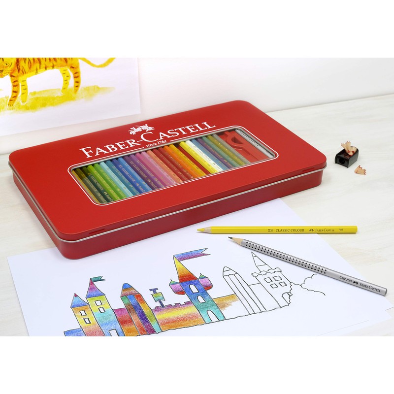 Faber-Castell Classic Colored Pencils Tin Set, 36 Vibrant Colors In