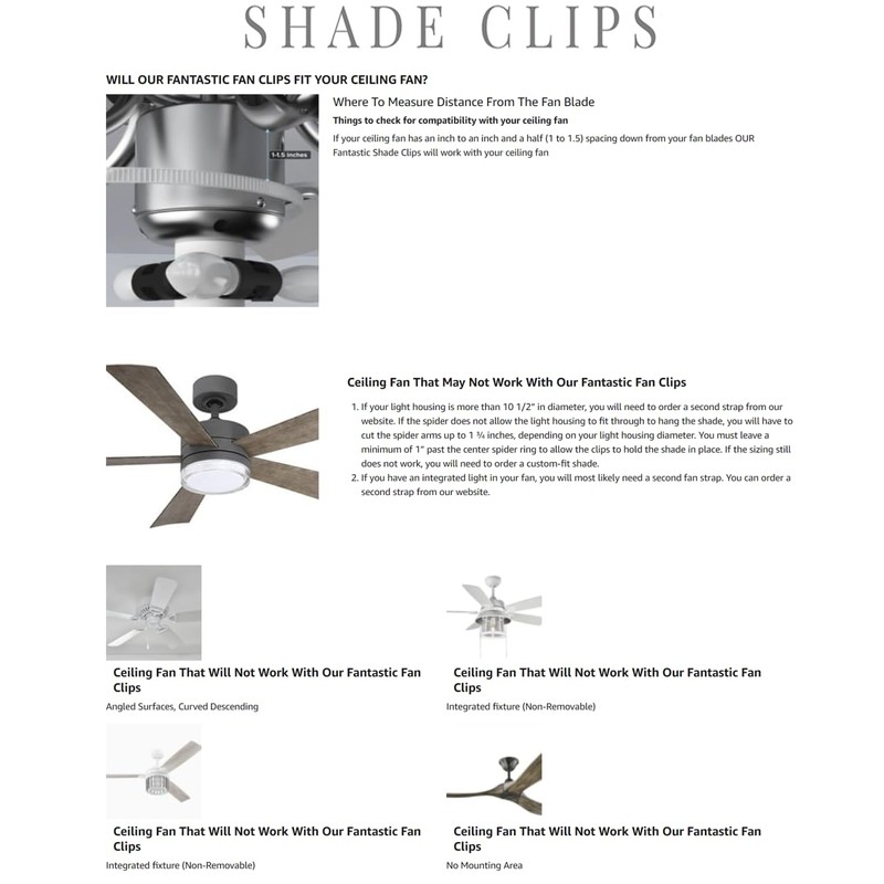 FANTASTIC SHADE CLIPS Ceiling Fan 100% Linen Shade DIY Bundle
