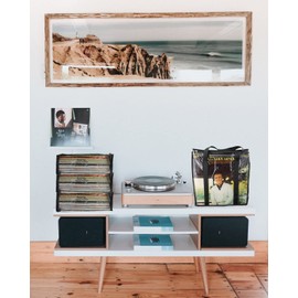 LAMINET Vinyl record/LP organization storage bag w/handles fits 36 Albums clear/carrier bag case - (12.6" x 12.6" x 5.5") for closet,under the bed. Protects from scratches,moisture